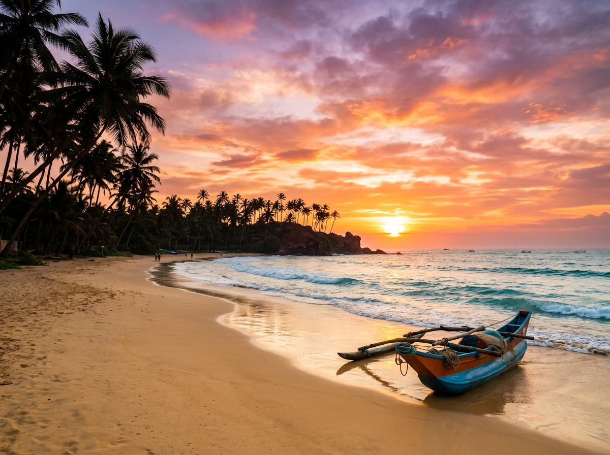 Sri Lanka southern beach at sunset